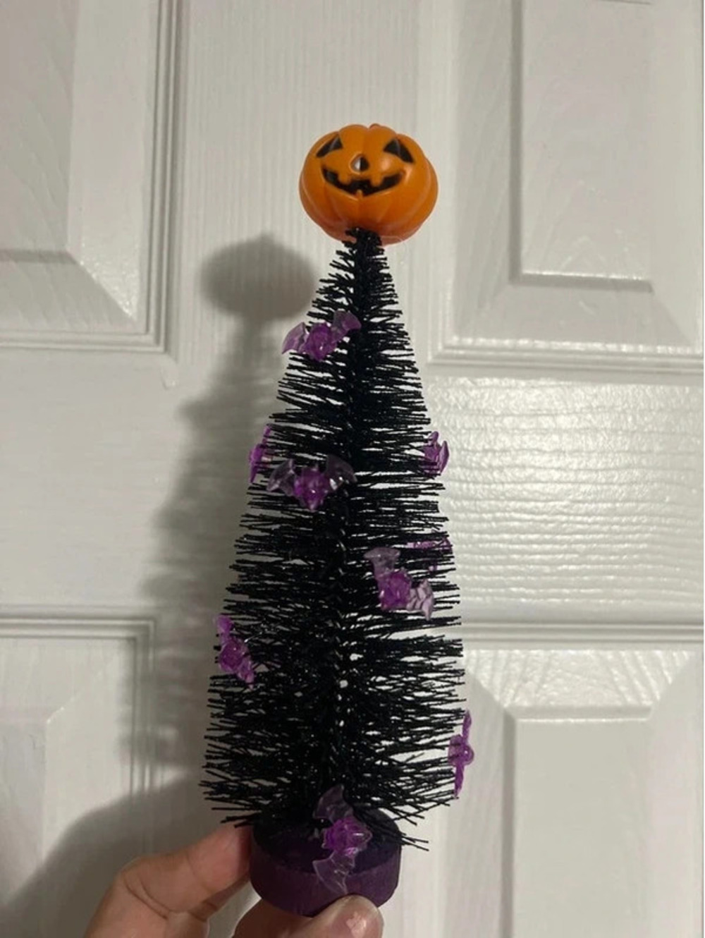 Halloween Bottle Brush Tree with Blow Mold topper